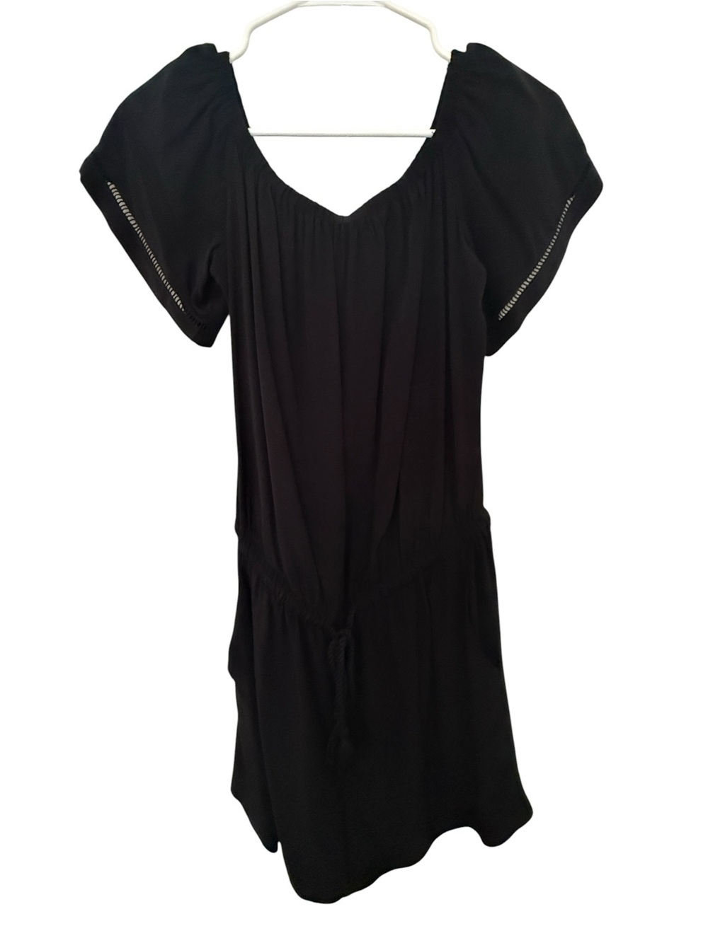 LOFT Black Drawstring Shorts Romper Off-Shoulder Women S Small